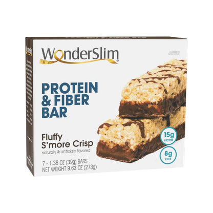 WonderSlim Protein & Fiber Bar, Fluffy Vanilla Crisp - 15g Protein, 7g Fiber, Gluten Free