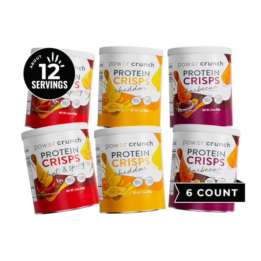 Power Crunch Protein CRISPS Variety Pack, Cheddar, Hot & Spicy, BBQ, a Potato Style Protein Chip Snack, 10g of protein