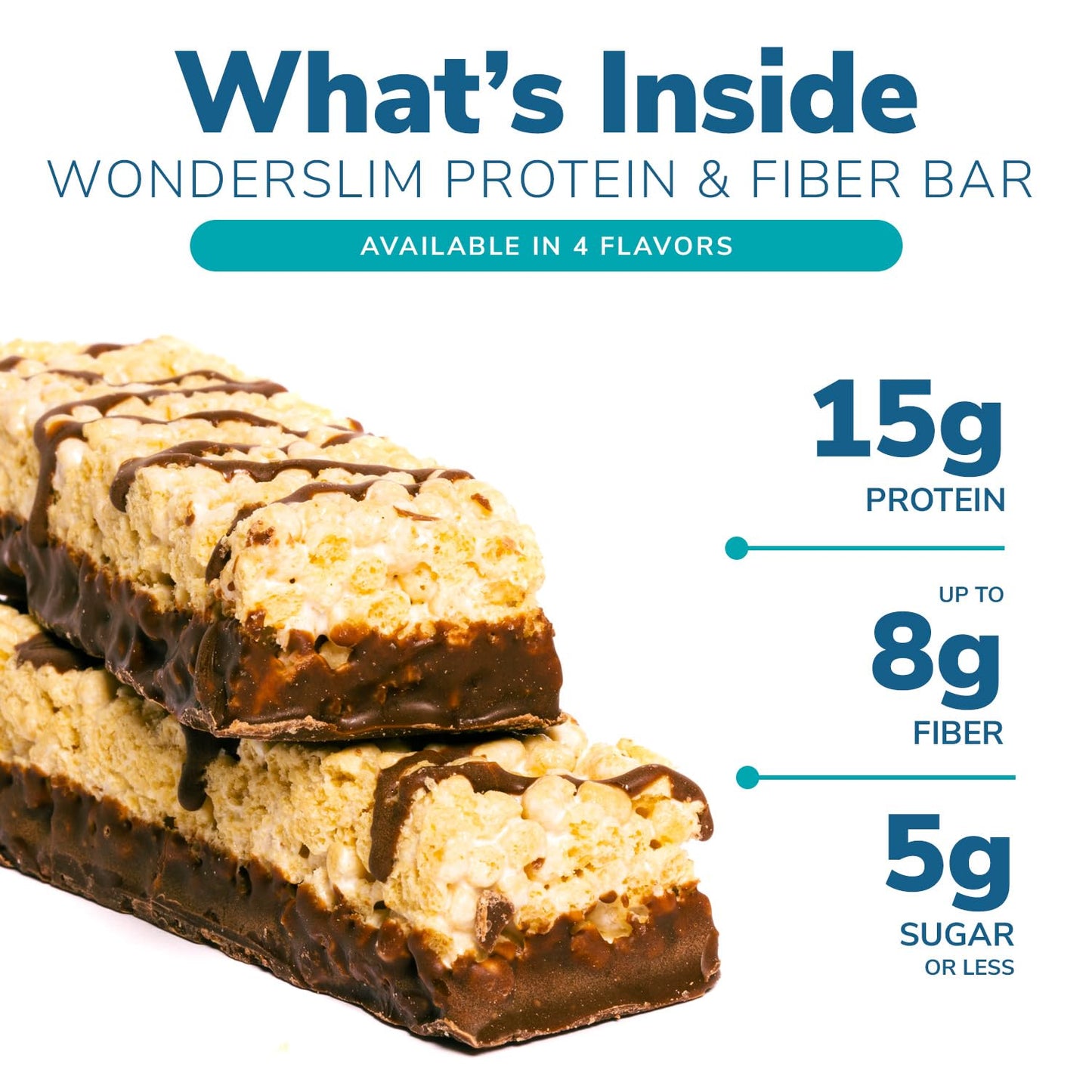 WonderSlim Protein & Fiber Bar, Fluffy Vanilla Crisp - 15g Protein, 7g Fiber, Gluten Free