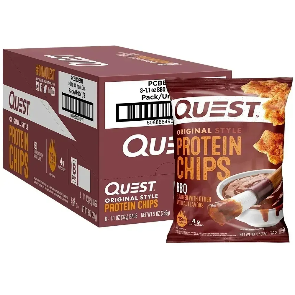 Quest Nutrition Nacho Cheese Flavor Protein Chips, 18g high - protein, 4g low net carbs, gluten - free, 1.1 oz individual small packages (12 - pack)