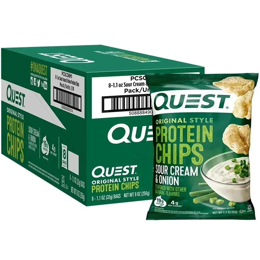 Quest Nutrition Nacho Cheese Flavor Protein Chips, 18g high - protein, 4g low net carbs, gluten - free, 1.1 oz individual small packages (12 - pack)