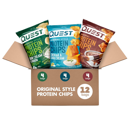 Quest Nutrition Nacho Cheese Flavor Protein Chips, 18g high - protein, 4g low net carbs, gluten - free, 1.1 oz individual small packages (12 - pack)