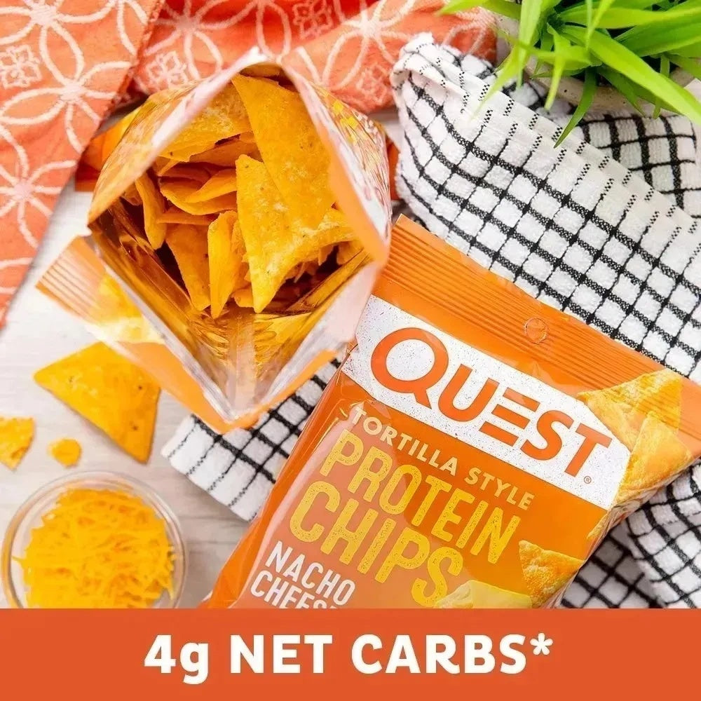 Quest Nutrition Nacho Cheese Flavor Protein Chips, 18g high - protein, 4g low net carbs, gluten - free, 1.1 oz individual small packages (12 - pack)